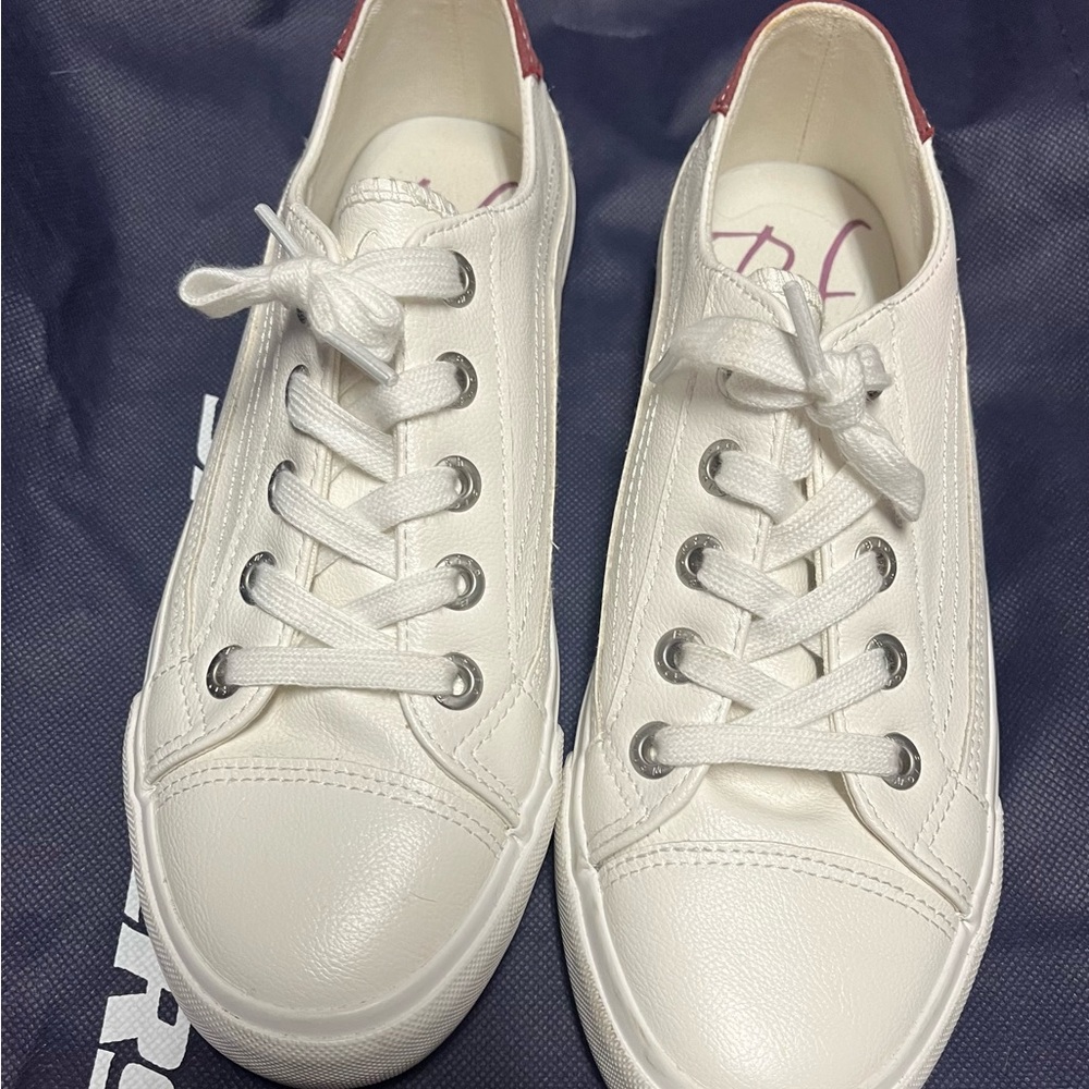 Women's White Leather Blowfish Sneakers